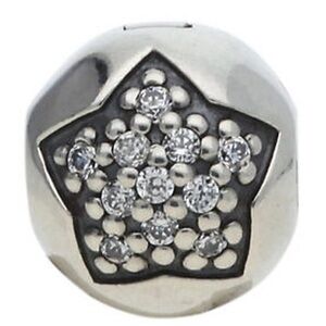 Pandora sterling silver "You're a Star" pavé clip charm clear cubic zirconia